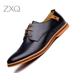 2019 Leather Casual Men Shoes Fashion Men Flats Round Toe