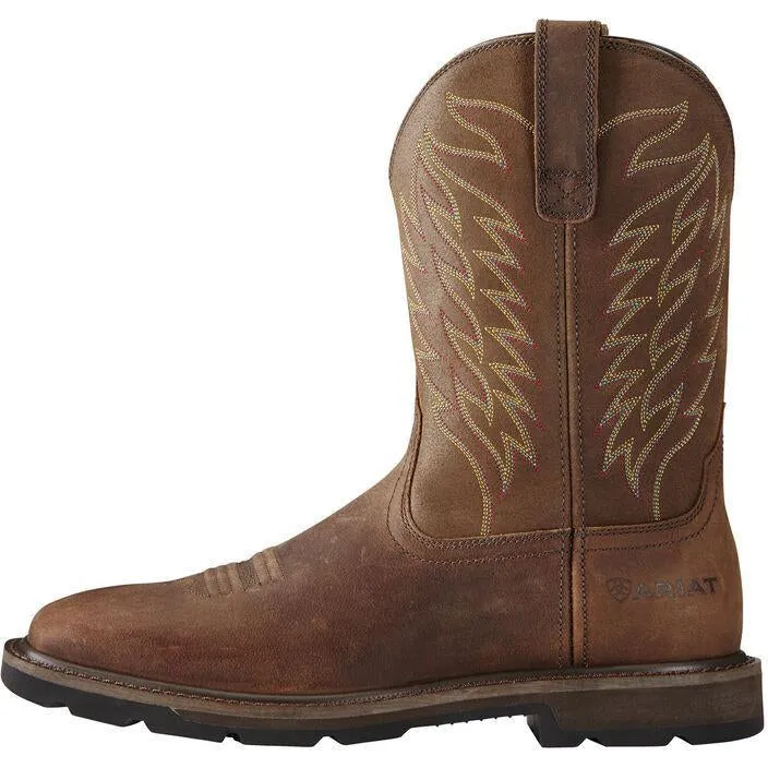 Ariat Men's Groundbreaker 10" Soft Toe Western Work Boot - Brown - 10020059