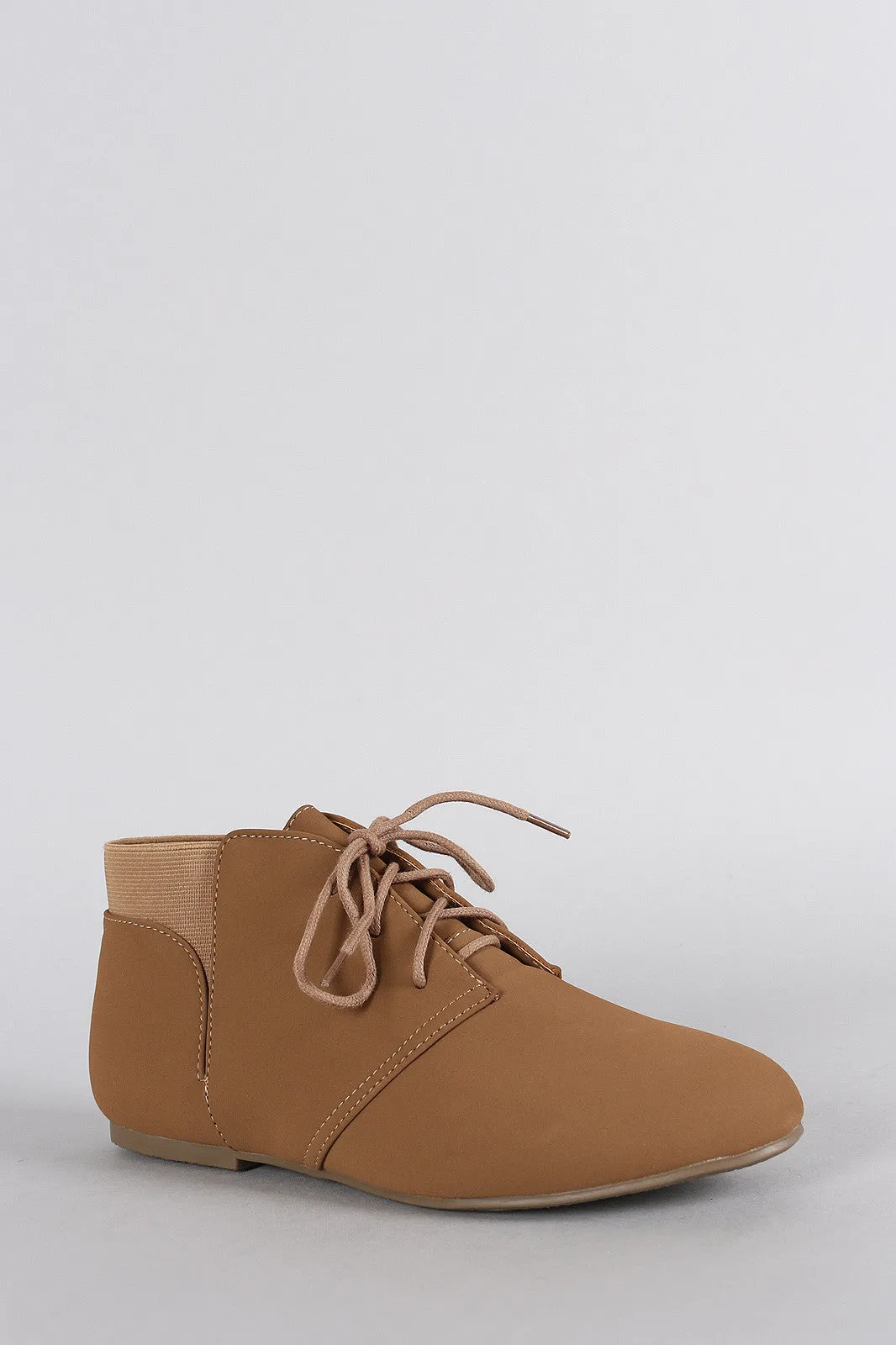 Bamboo Elastic Cuff Lace Up Oxford Booties