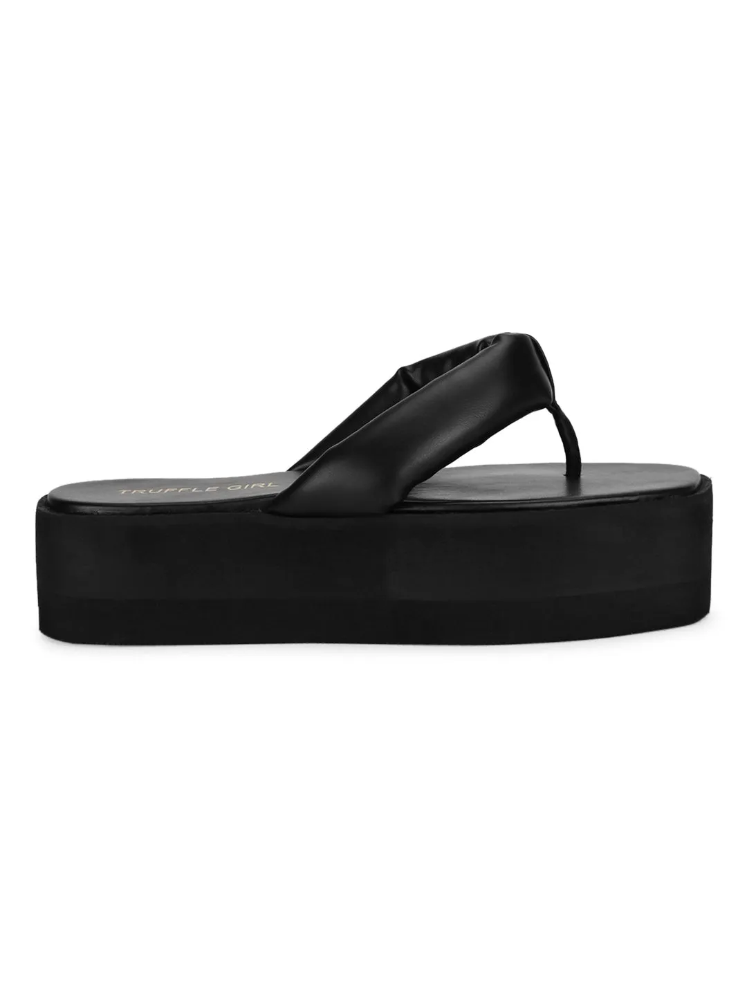 Black PU Flip Flop Platforms (TC-ST-1196-BLK)