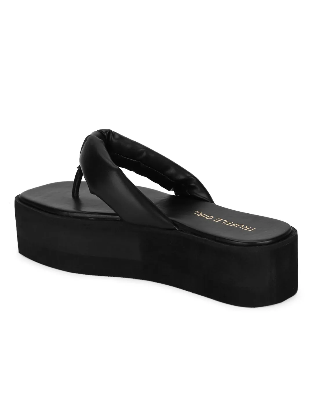 Black PU Flip Flop Platforms (TC-ST-1196-BLK)