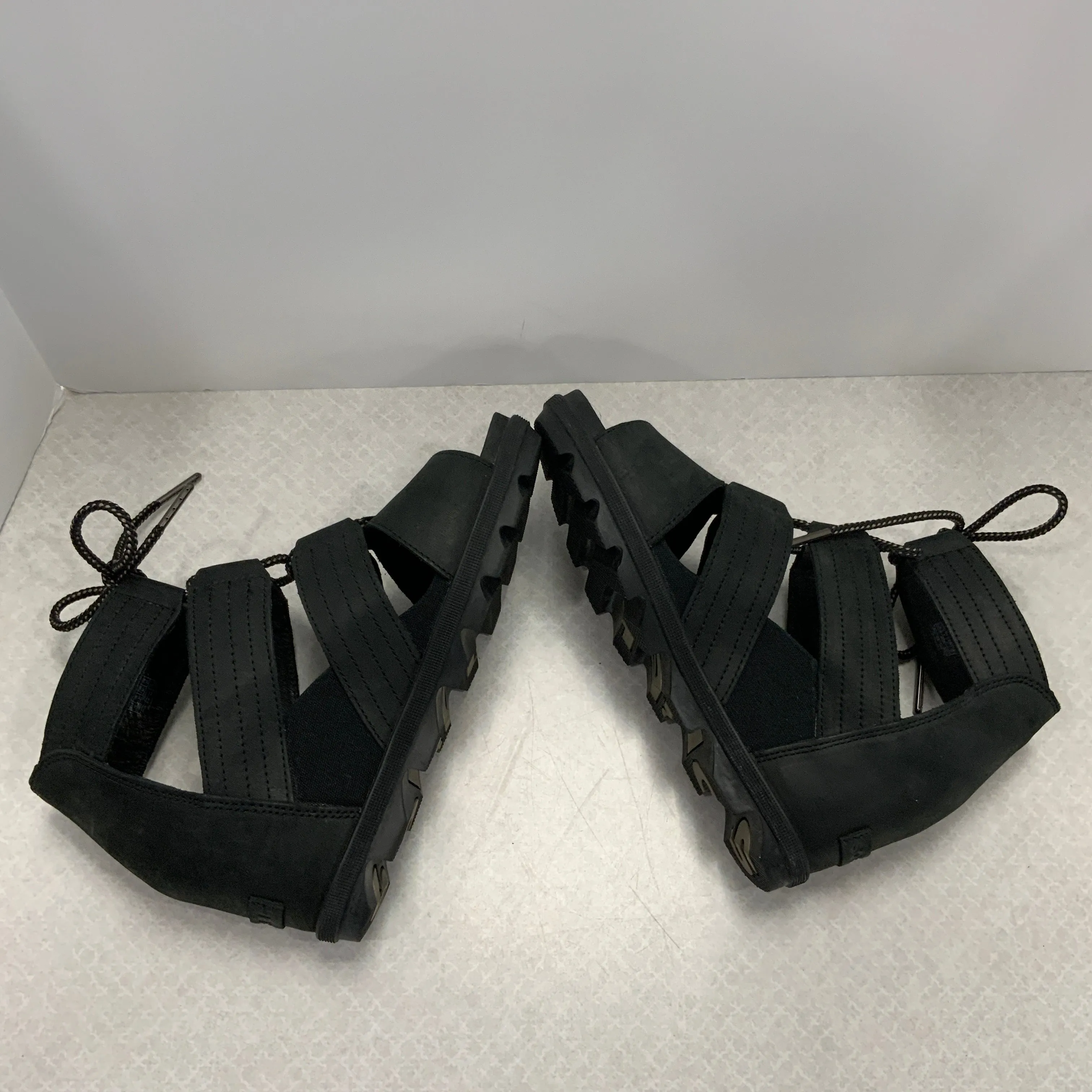 Black Sandals Heels Wedge Sorel, Size 10