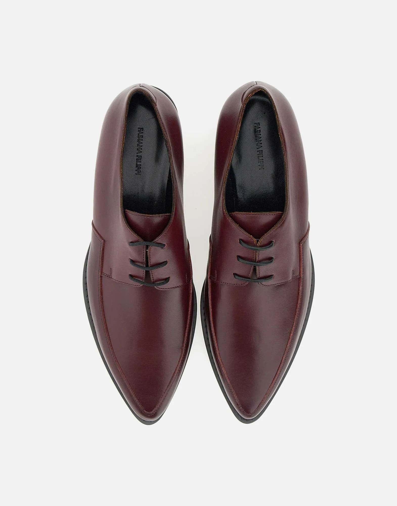 Burgundy Leather Oxford Shoes for Women