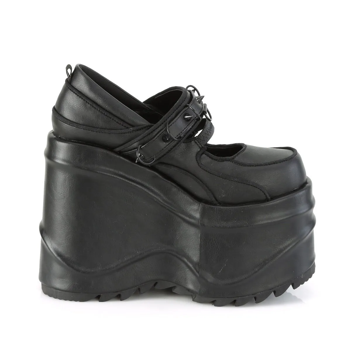 Demonia WAVE-48 | Black Vegan Leather Mary Janes