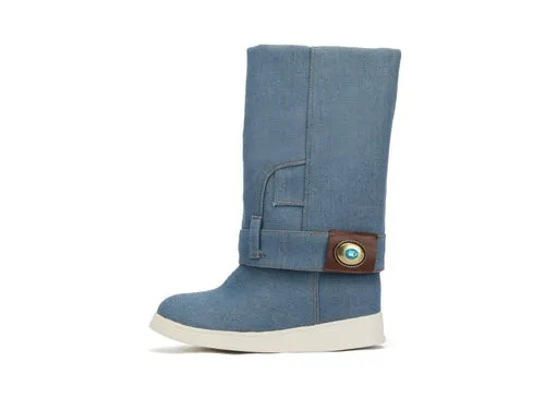 Denim Internal Increase Fashion Mid Calf Boots