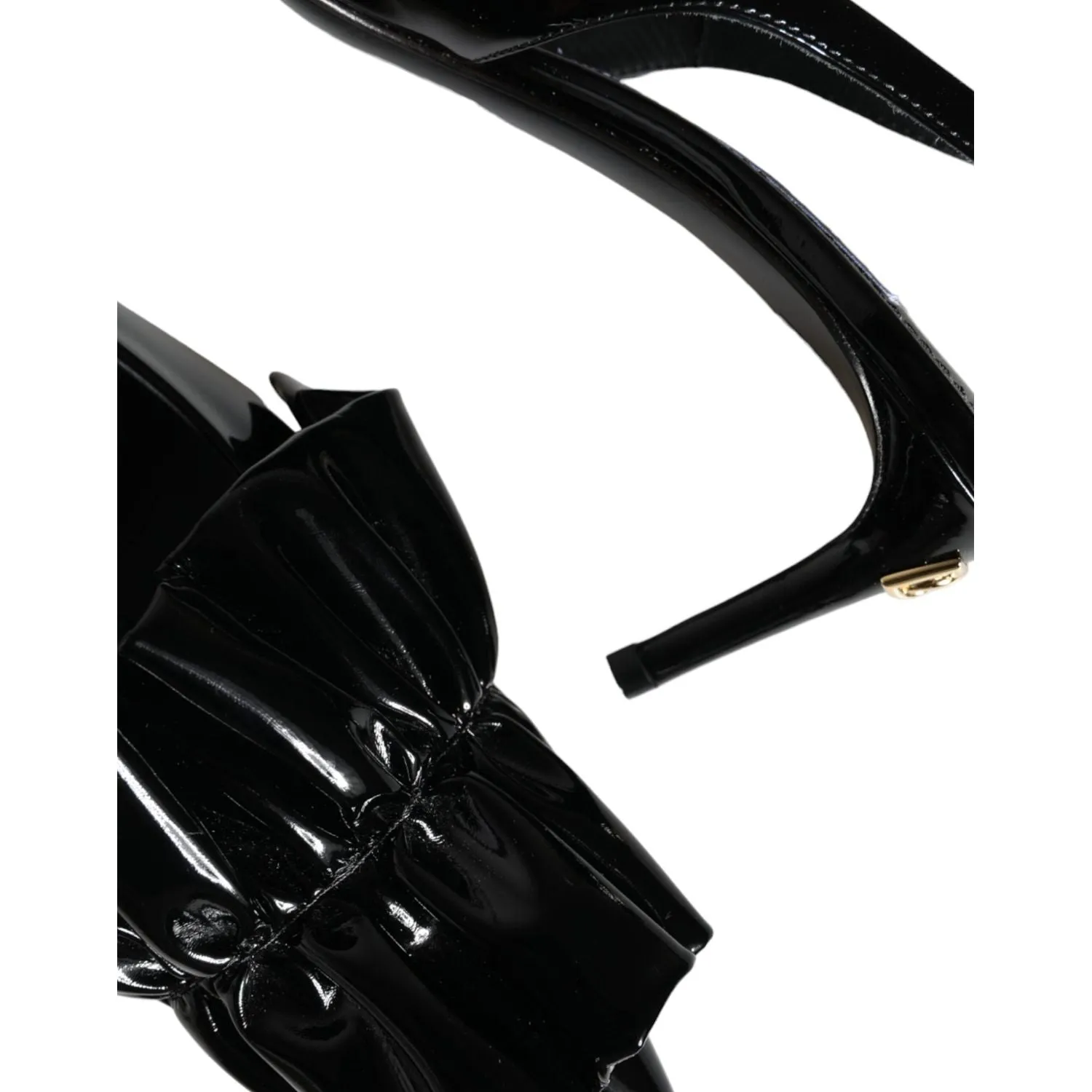 Dolce & Gabbana Black Patent Leather Heels Slingback Shoes