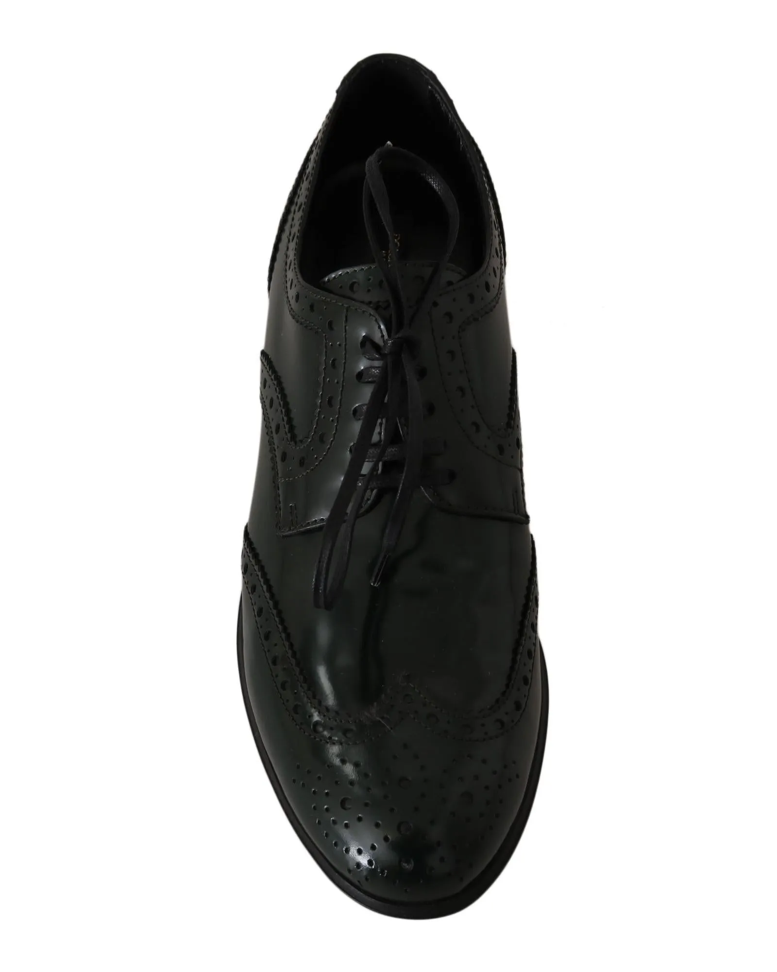 Dolce & Gabbana Mens Green Patent Leather Brogue Oxford Shoes