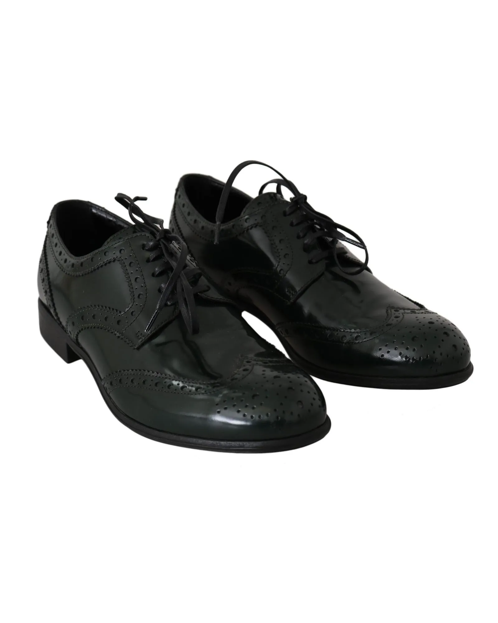 Dolce & Gabbana Mens Green Patent Leather Brogue Oxford Shoes