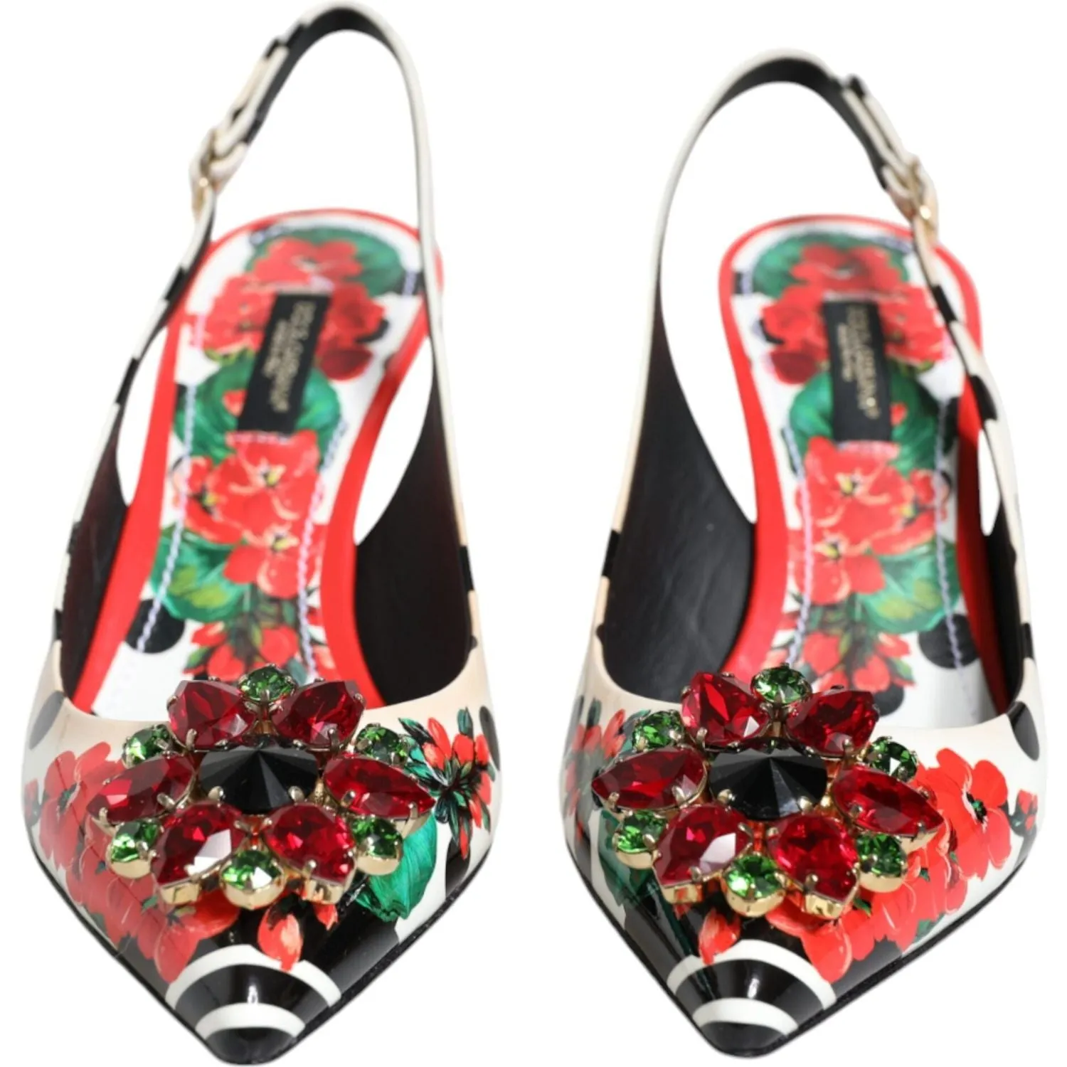 Dolce & Gabbana Multicolor Crystal Heels Slingback Shoes