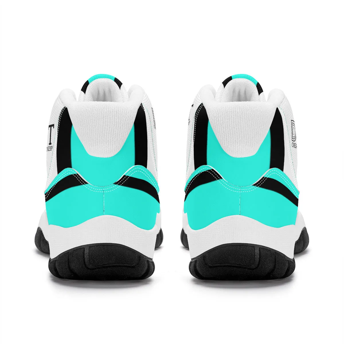 DONT D4X Black  Logo ,Teal,Black Stripes & White High Top Air Retro Sneakers - White