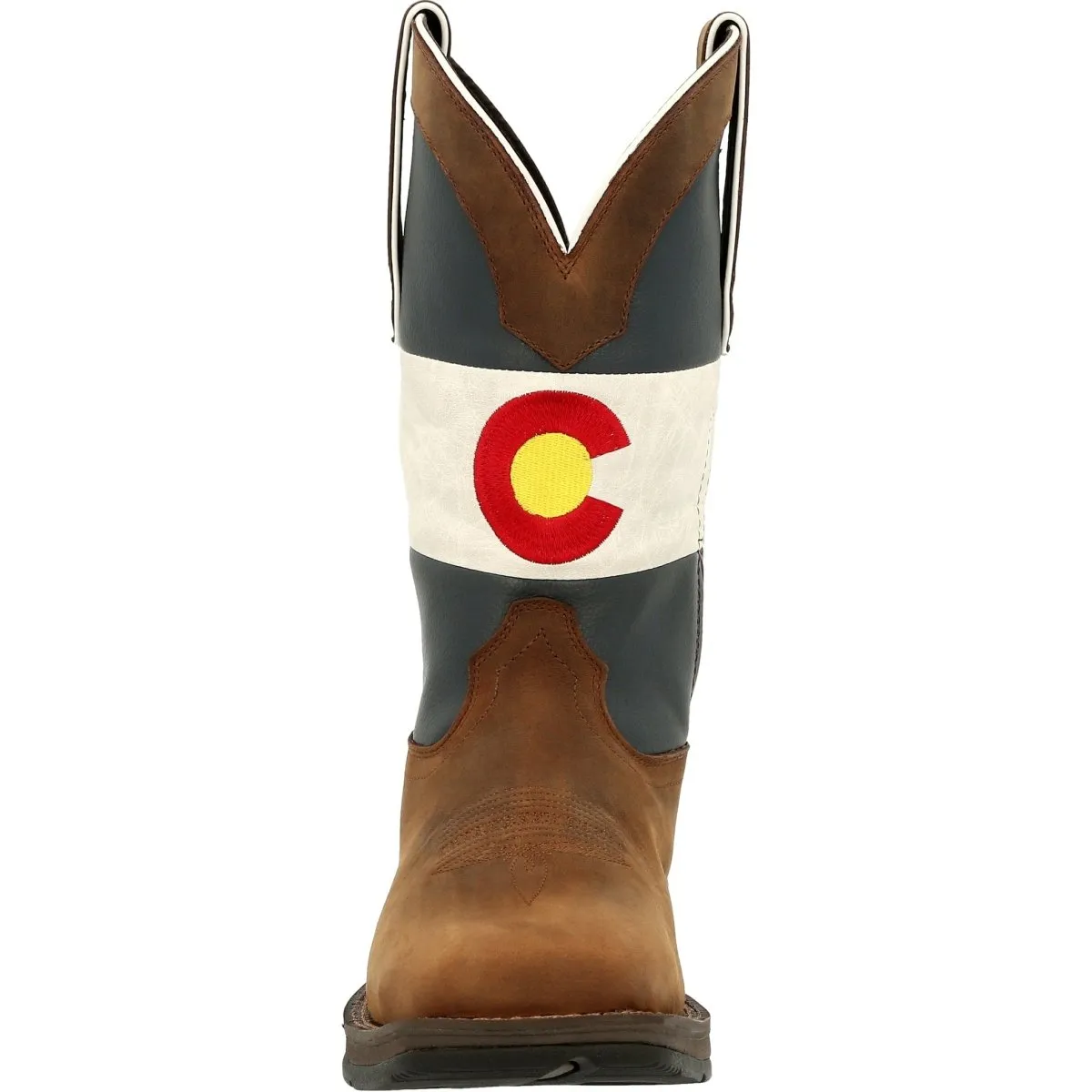 Durango Rebel Men's 11" Pull-on Western Work Boots Ddb0346 In Bark Brown And Colorado Flag