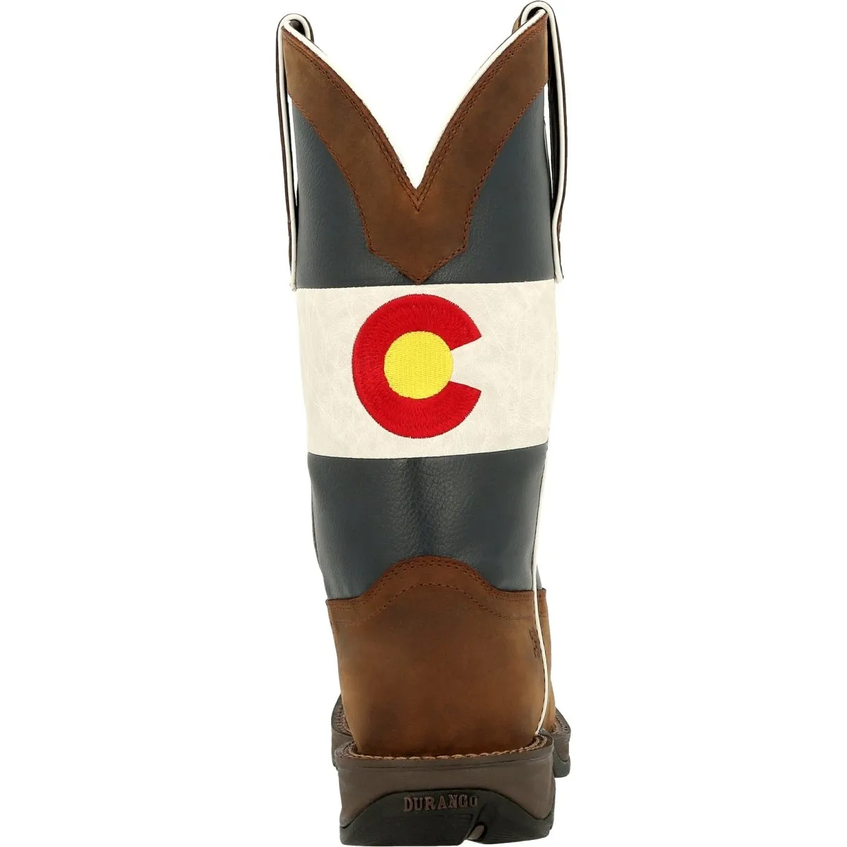 Durango Rebel Men's 11" Pull-on Western Work Boots Ddb0346 In Bark Brown And Colorado Flag