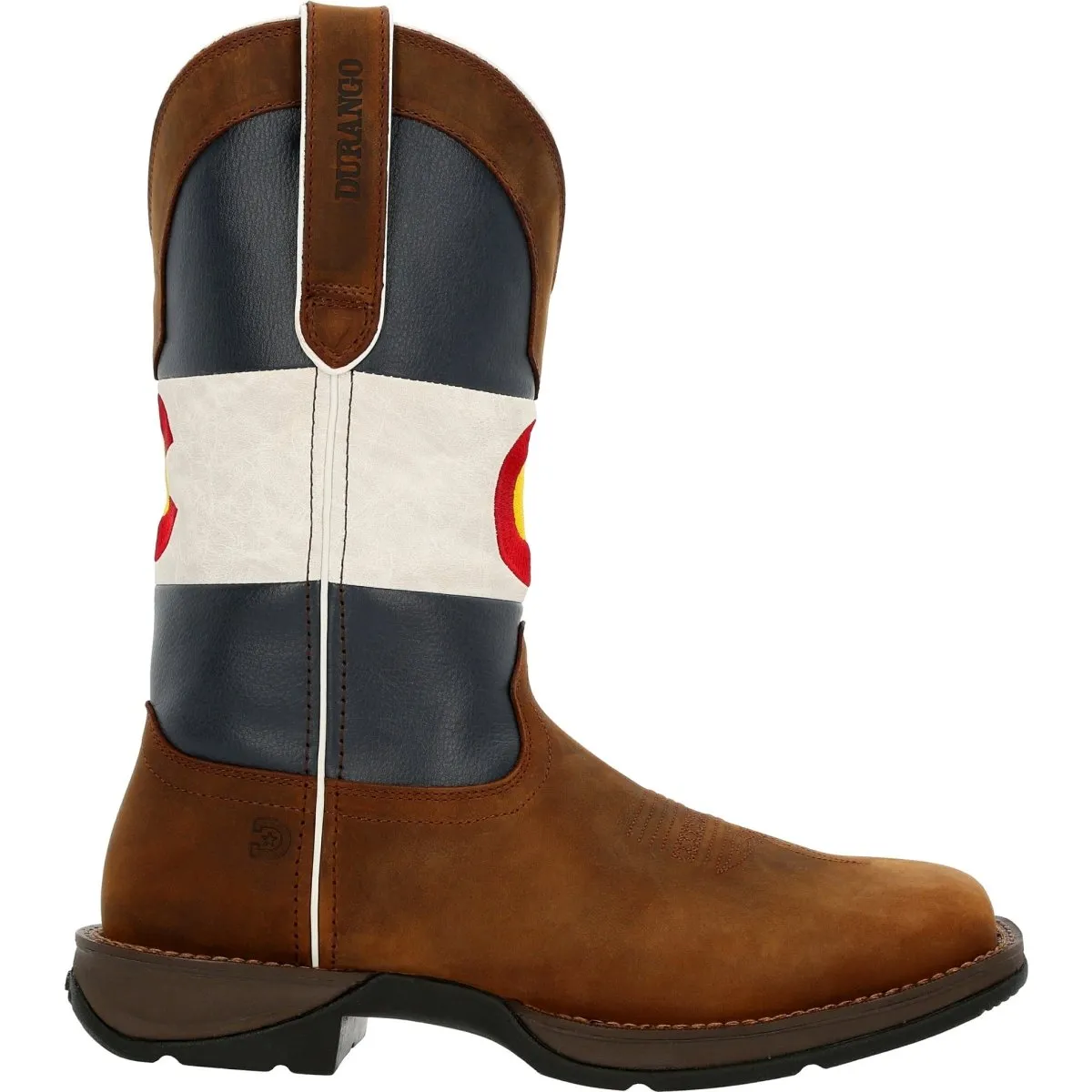 Durango Rebel Men's 11" Pull-on Western Work Boots Ddb0346 In Bark Brown And Colorado Flag