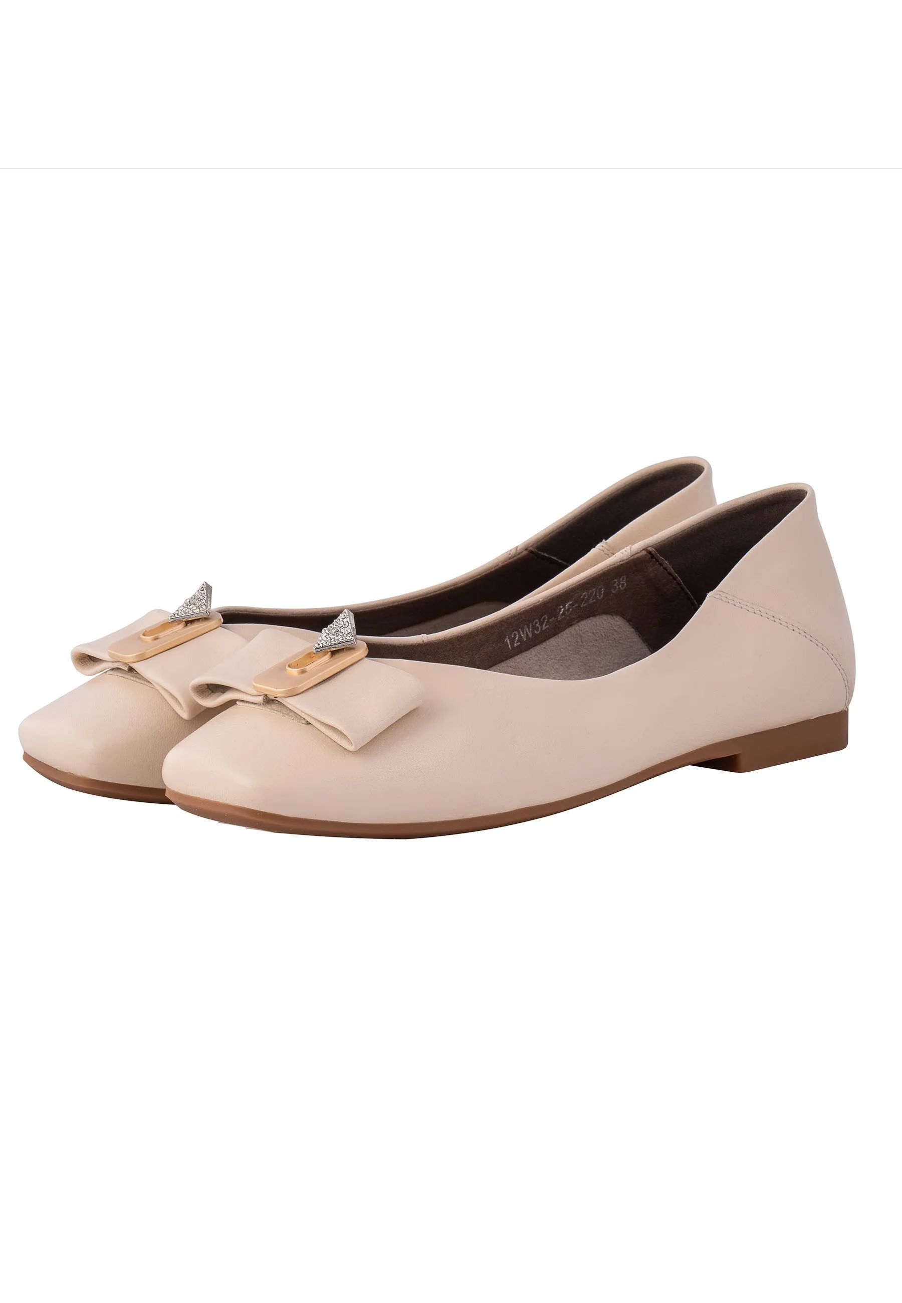 Elegant Bow Accent Ballerinas - Beige