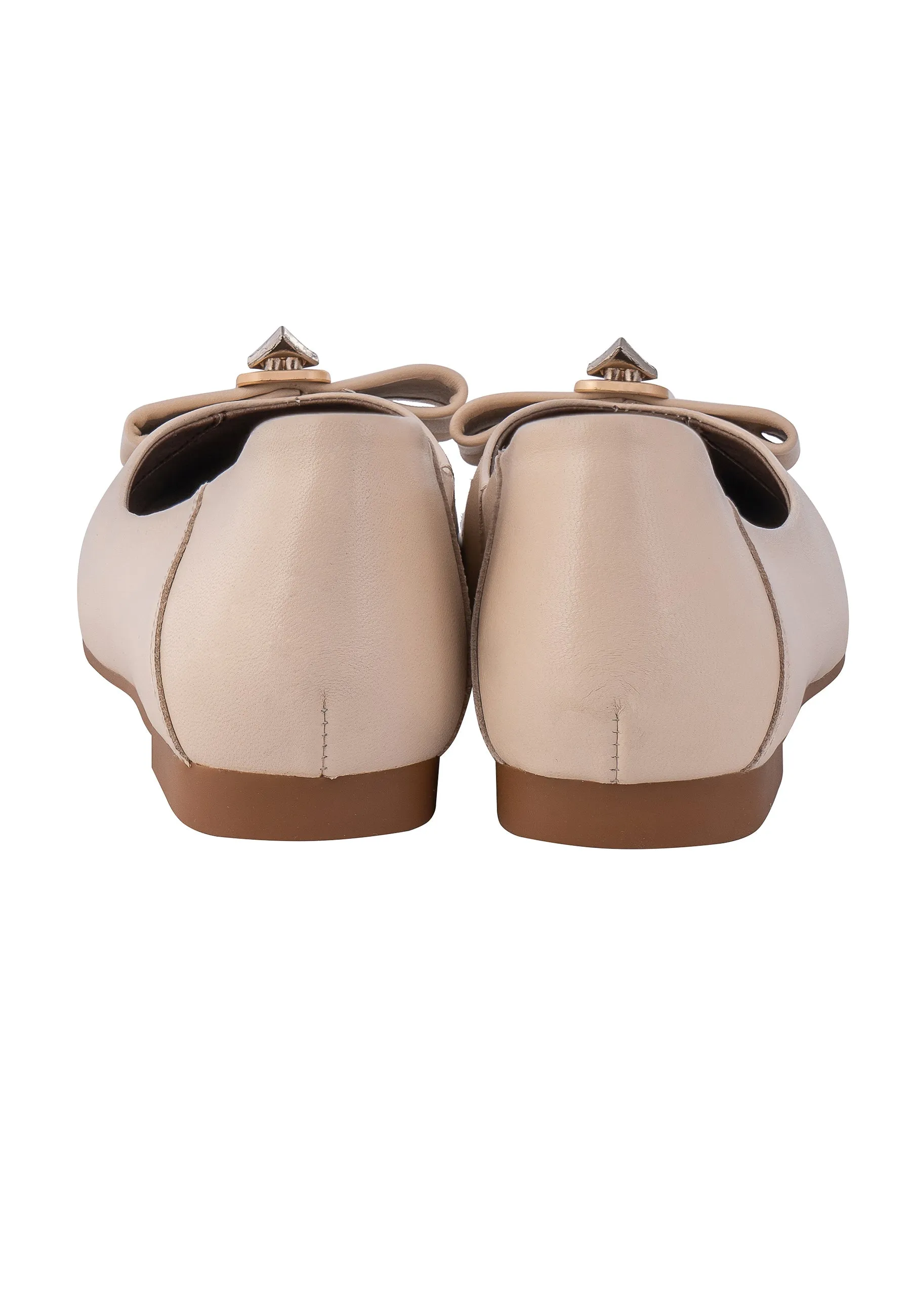 Elegant Bow Accent Ballerinas - Beige