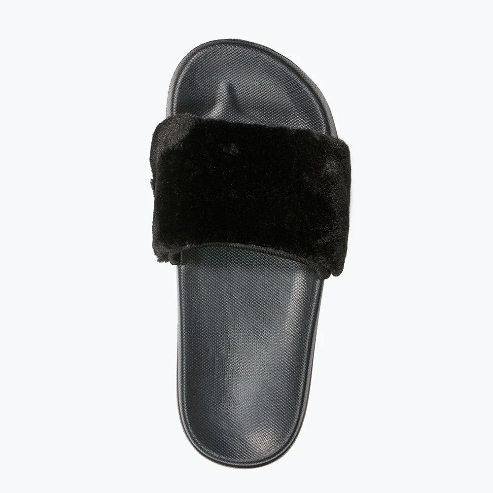 Fur Slip On Sliders