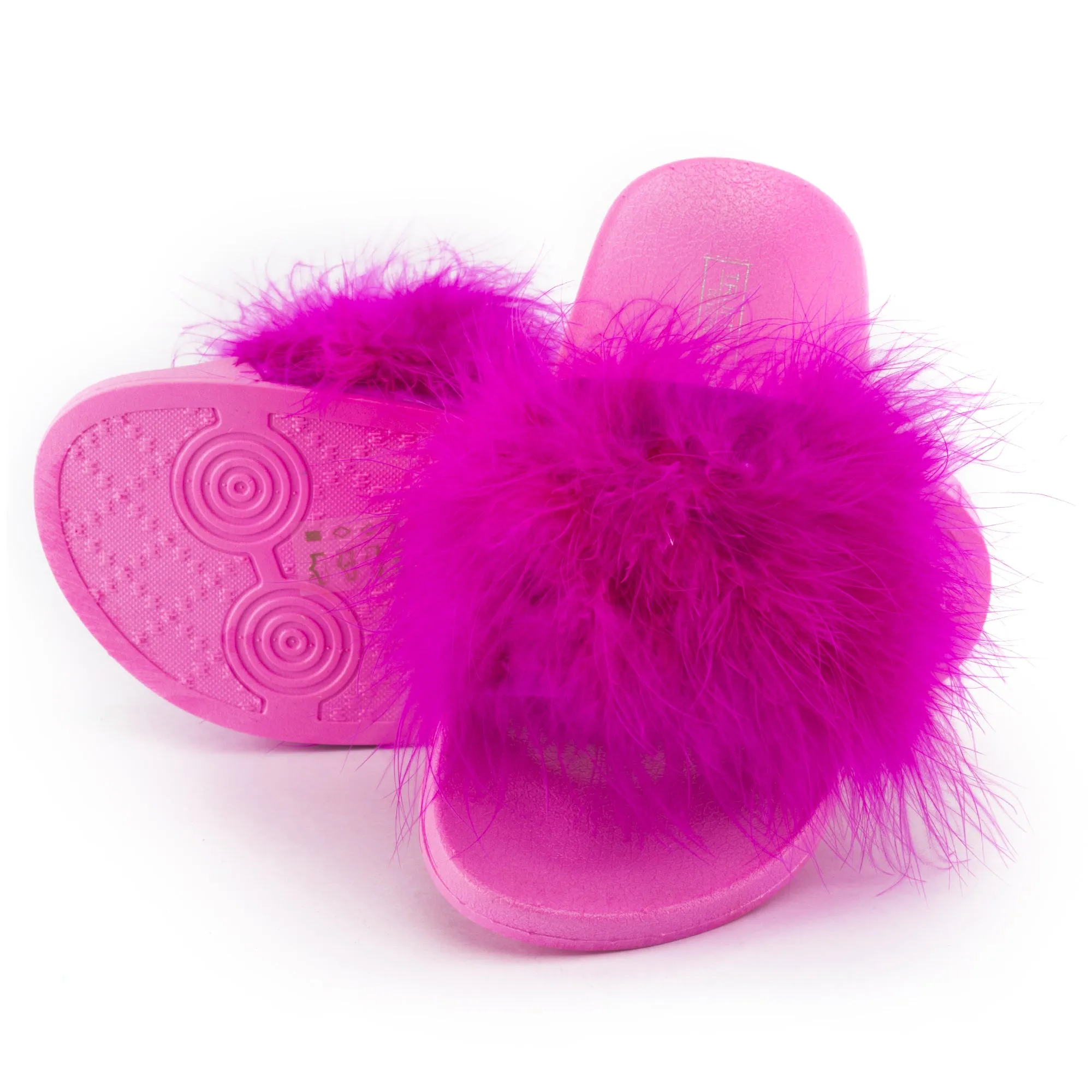 Fushia Feather Flat Sliders