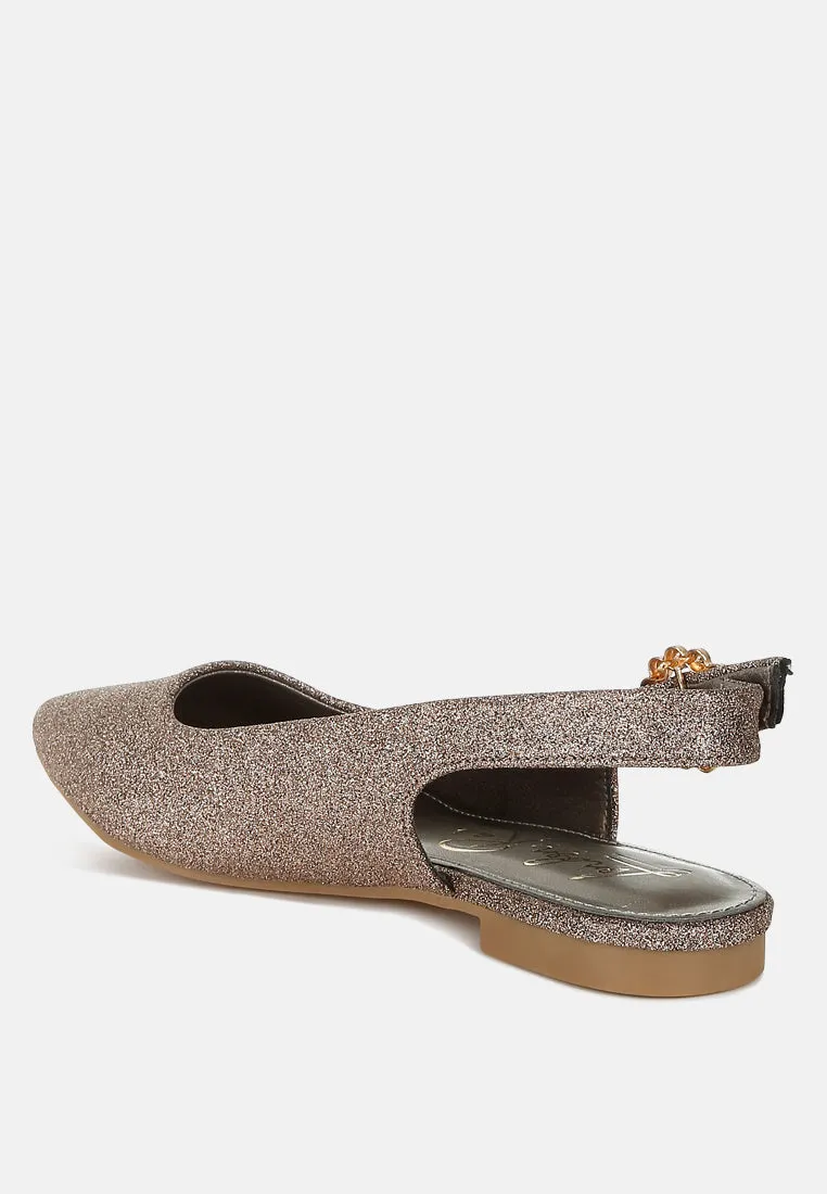 Giora Glitter Slingback Flat Sandals