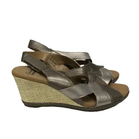 Gold Sandals Heels Wedge By Clarks, Size: 8.5