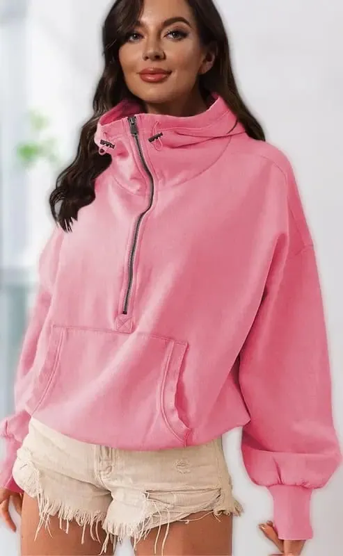 Half Zip Lightweight Hoodie Sweatshirt