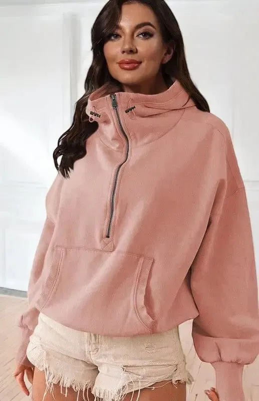 Half Zip Lightweight Hoodie Sweatshirt