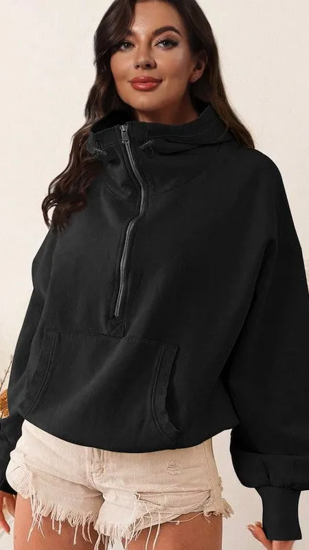 Half Zip Lightweight Hoodie Sweatshirt