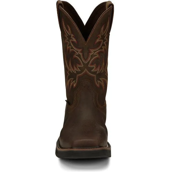 Justin Men's Driller 11" Steel Toe Western Work Boot -Brown- SE4682