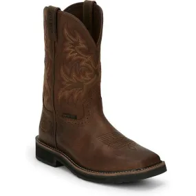 Justin Men's Driller 11" Steel Toe Western Work Boot -Brown- SE4682