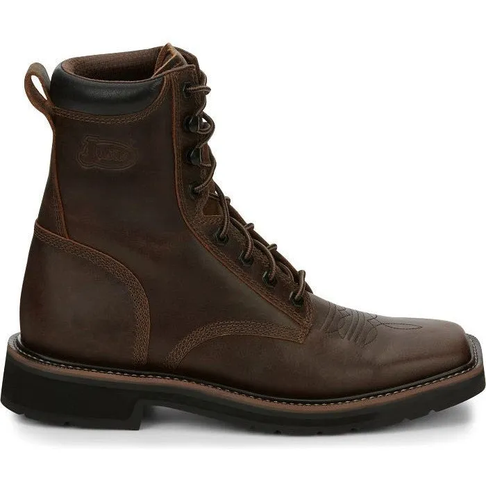 Justin Men's Pulley 8" Lace Western Work Boot -Brown- SE681