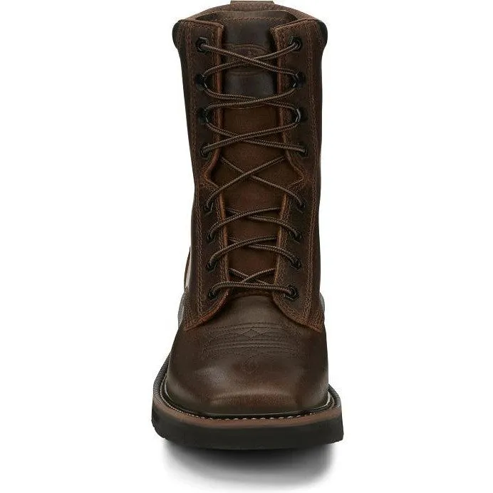 Justin Men's Pulley 8" Lace Western Work Boot -Brown- SE681