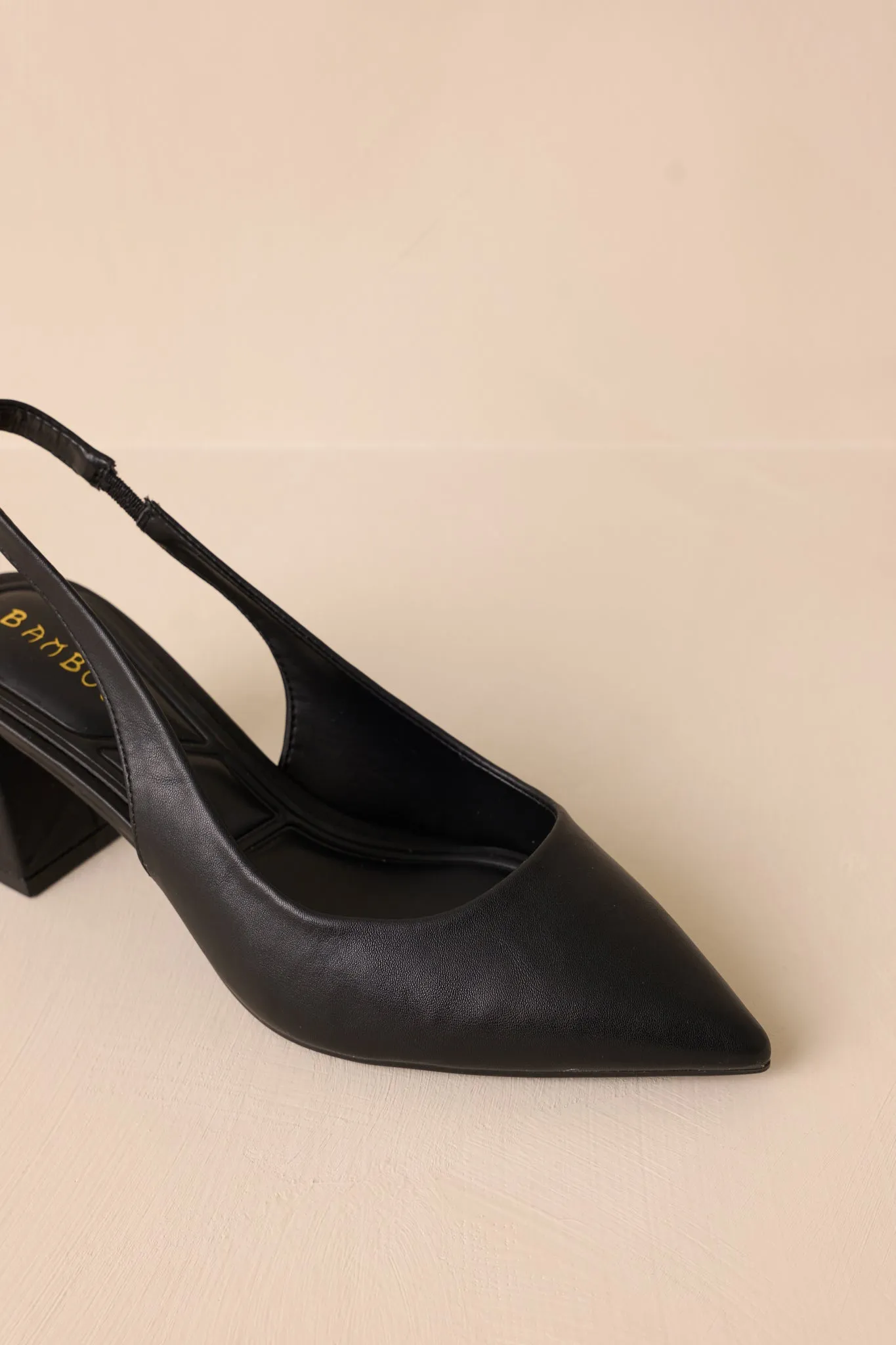 Lost Your Chance Black Pointed-Toe Slingback Heels