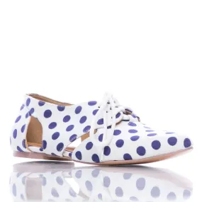 Madelaina - White And Blue Polka Dot Fabric - Street Sole