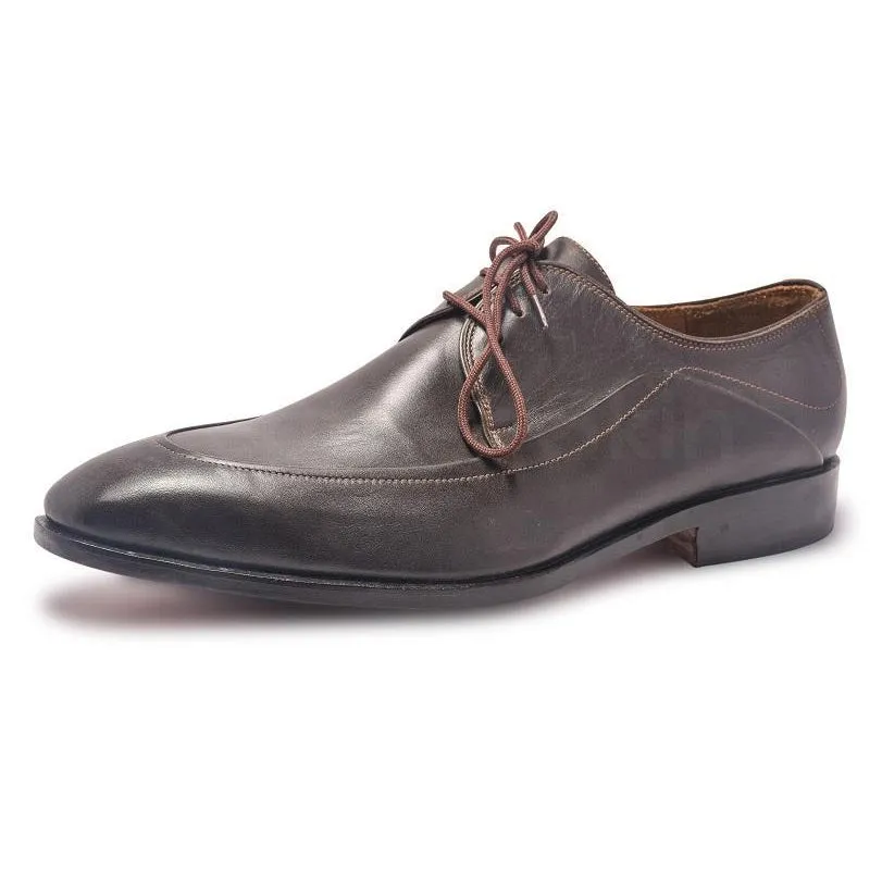 Men Brown Laces Genuine Leather Derby Shoes