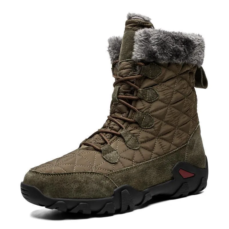 Mens High Ankle Snow Boots Waterproof Thick Plush Warm