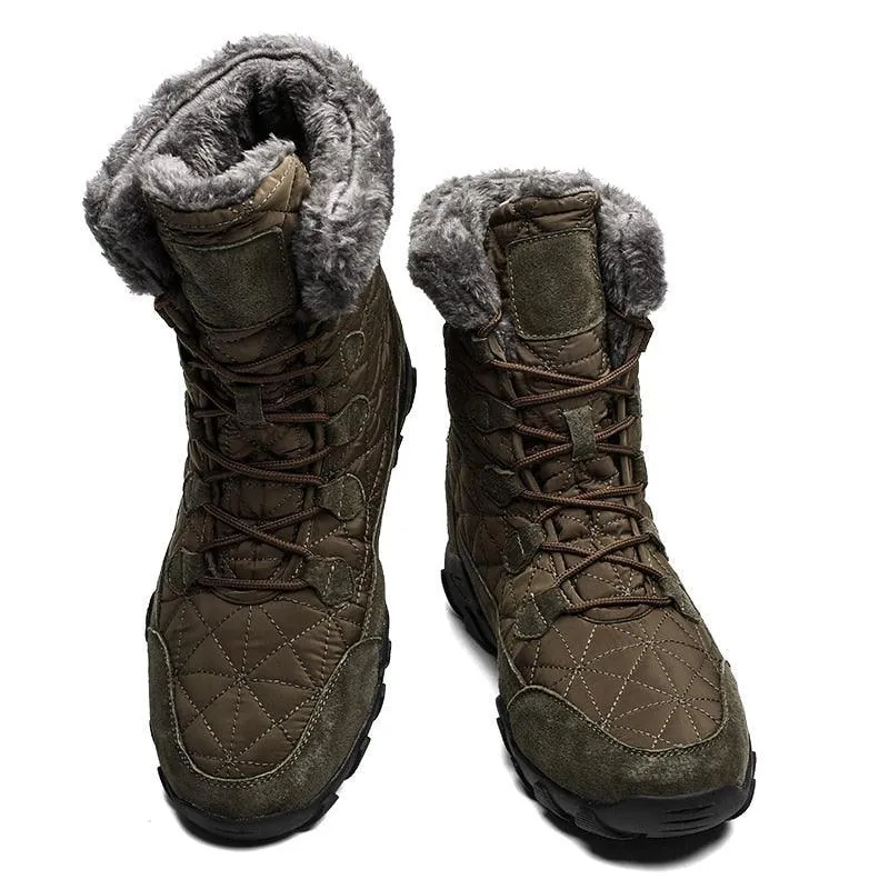 Mens High Ankle Snow Boots Waterproof Thick Plush Warm