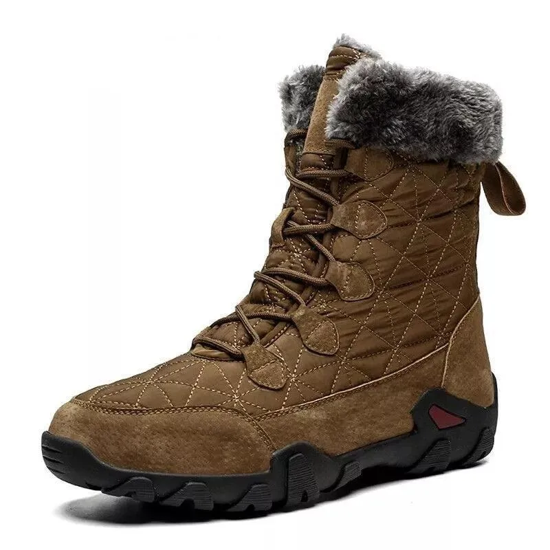 Mens High Ankle Snow Boots Waterproof Thick Plush Warm