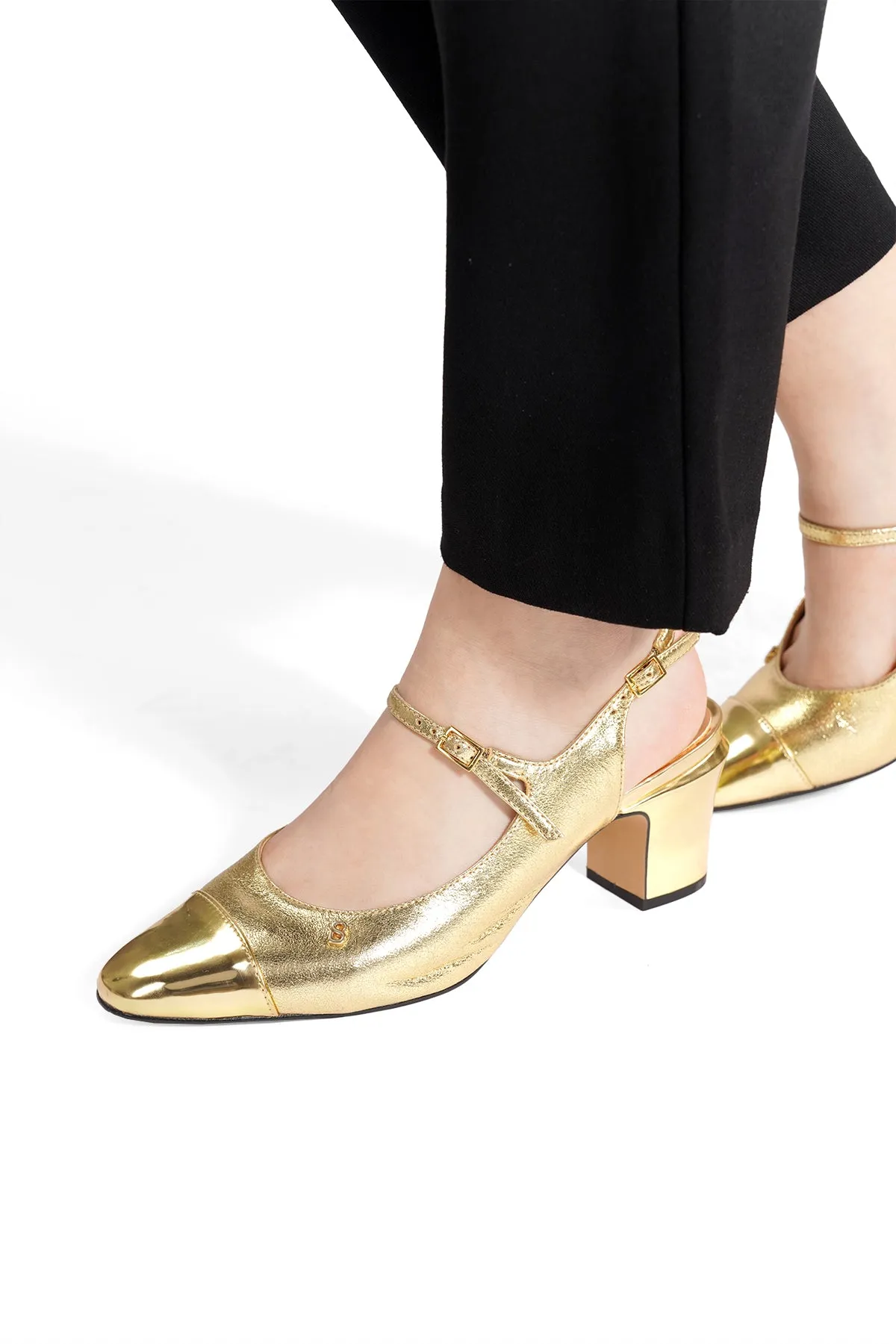 Mima Slingback Heels - Gold