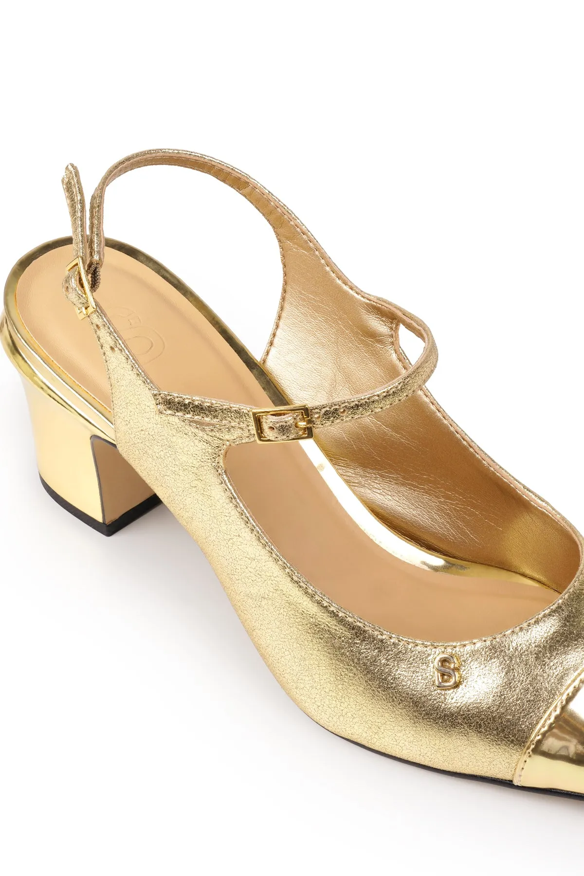 Mima Slingback Heels - Gold