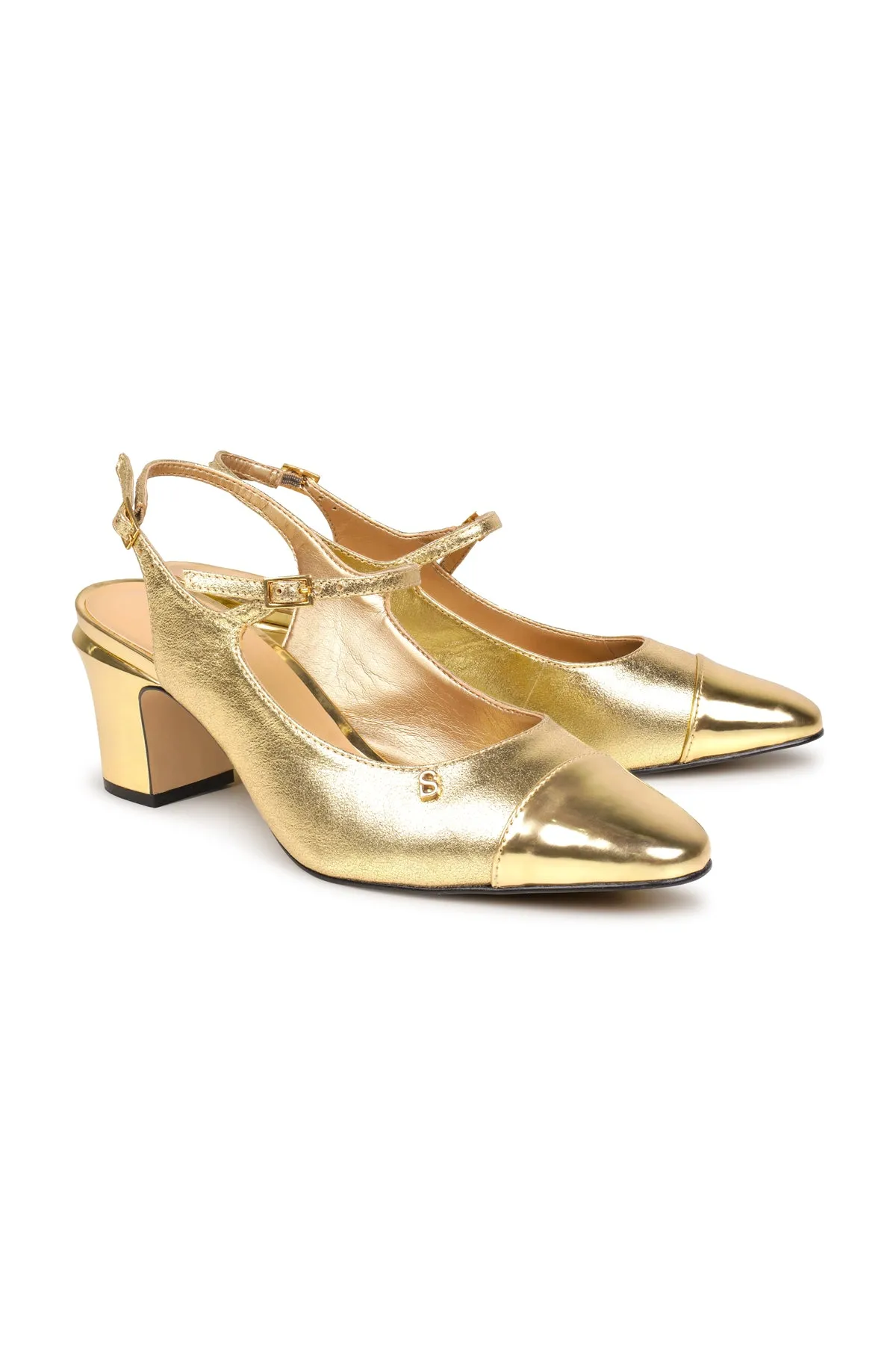 Mima Slingback Heels - Gold