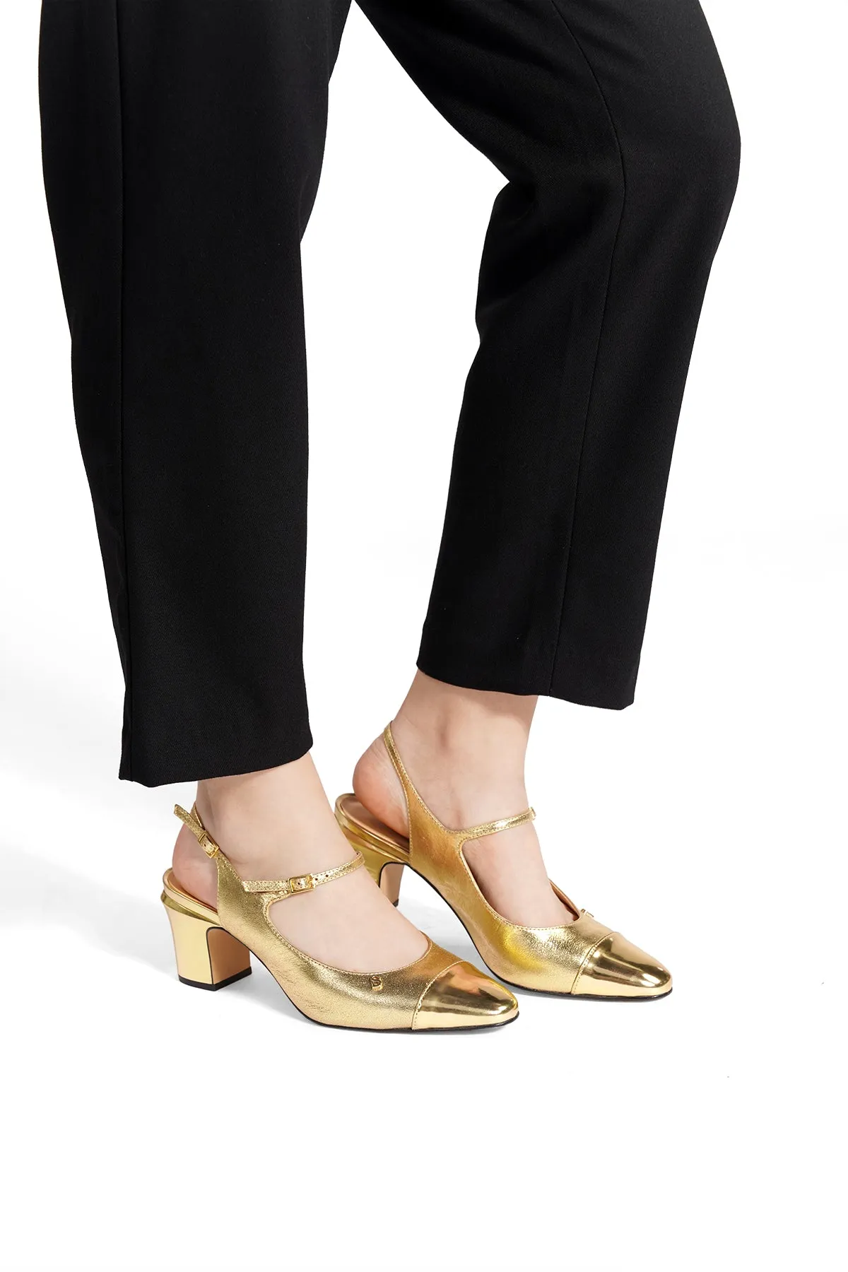 Mima Slingback Heels - Gold