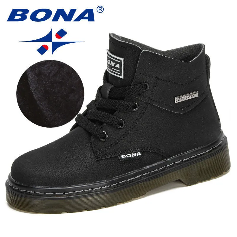 New Designers Snow Boots Children Warm Non-Slip Shoes Boys Girls Lace-Up Rubber Outsole Boots