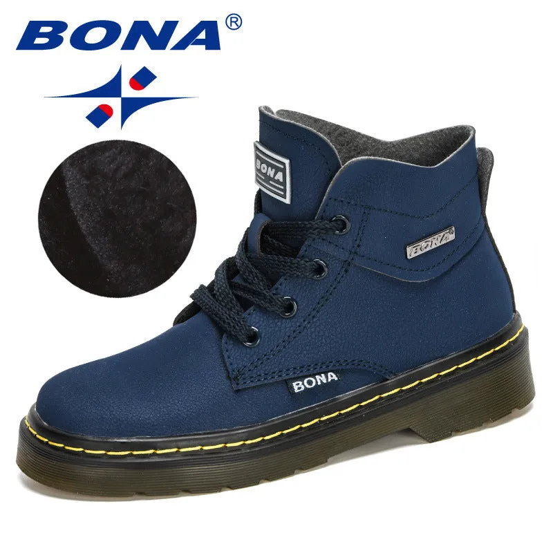 New Designers Snow Boots Children Warm Non-Slip Shoes Boys Girls Lace-Up Rubber Outsole Boots