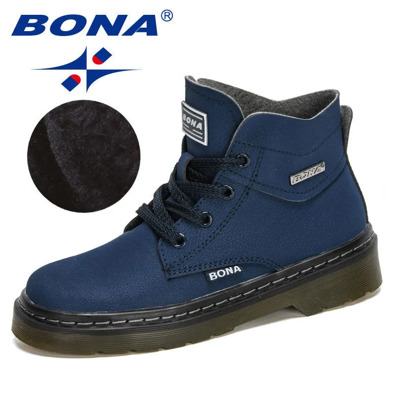 New Designers Snow Boots Children Warm Non-Slip Shoes Boys Girls Lace-Up Rubber Outsole Boots