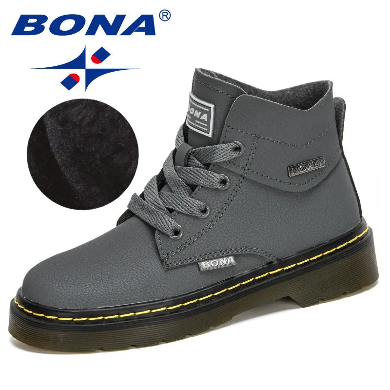 New Designers Snow Boots Children Warm Non-Slip Shoes Boys Girls Lace-Up Rubber Outsole Boots