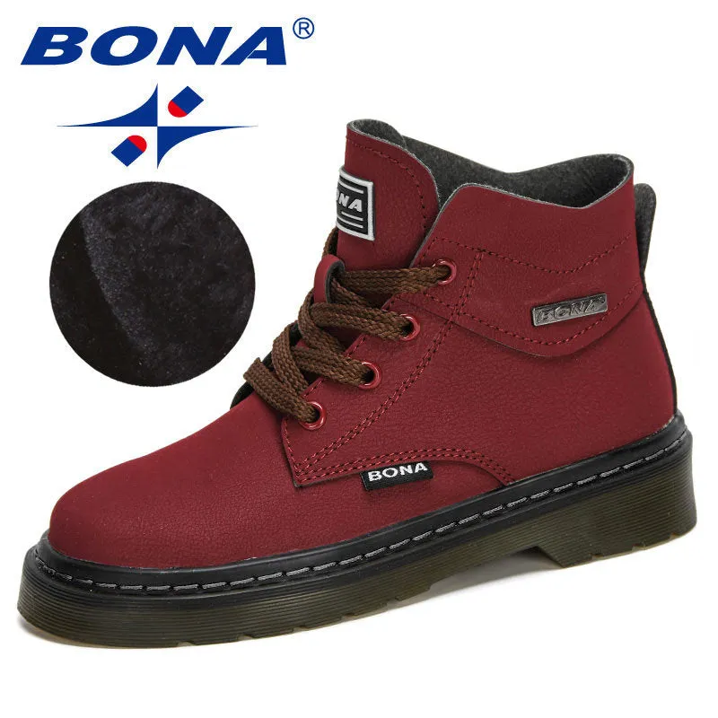 New Designers Snow Boots Children Warm Non-Slip Shoes Boys Girls Lace-Up Rubber Outsole Boots