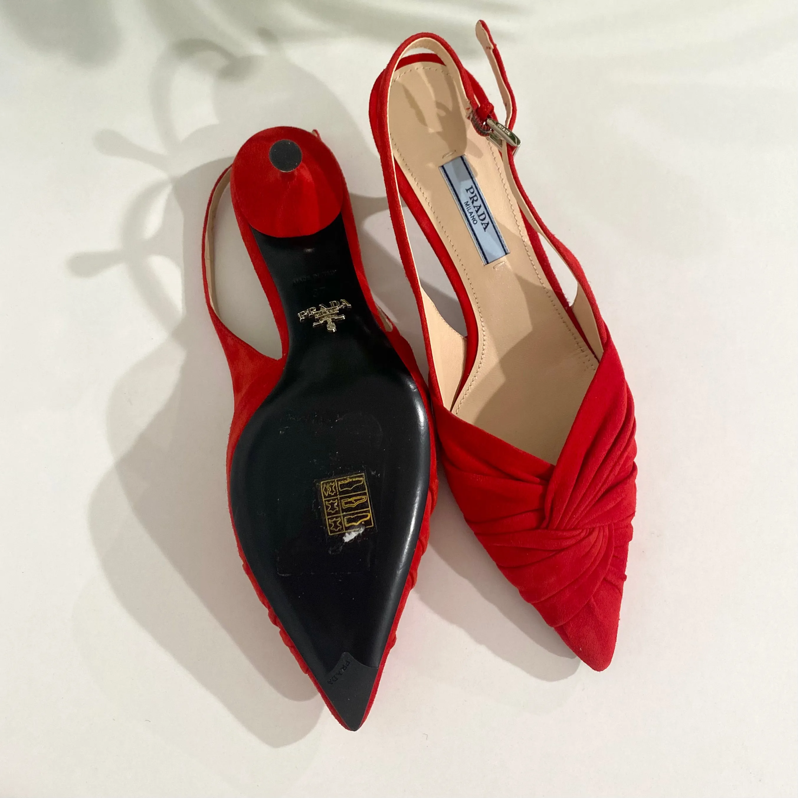 NEW Prada Red Twist Slingbacks