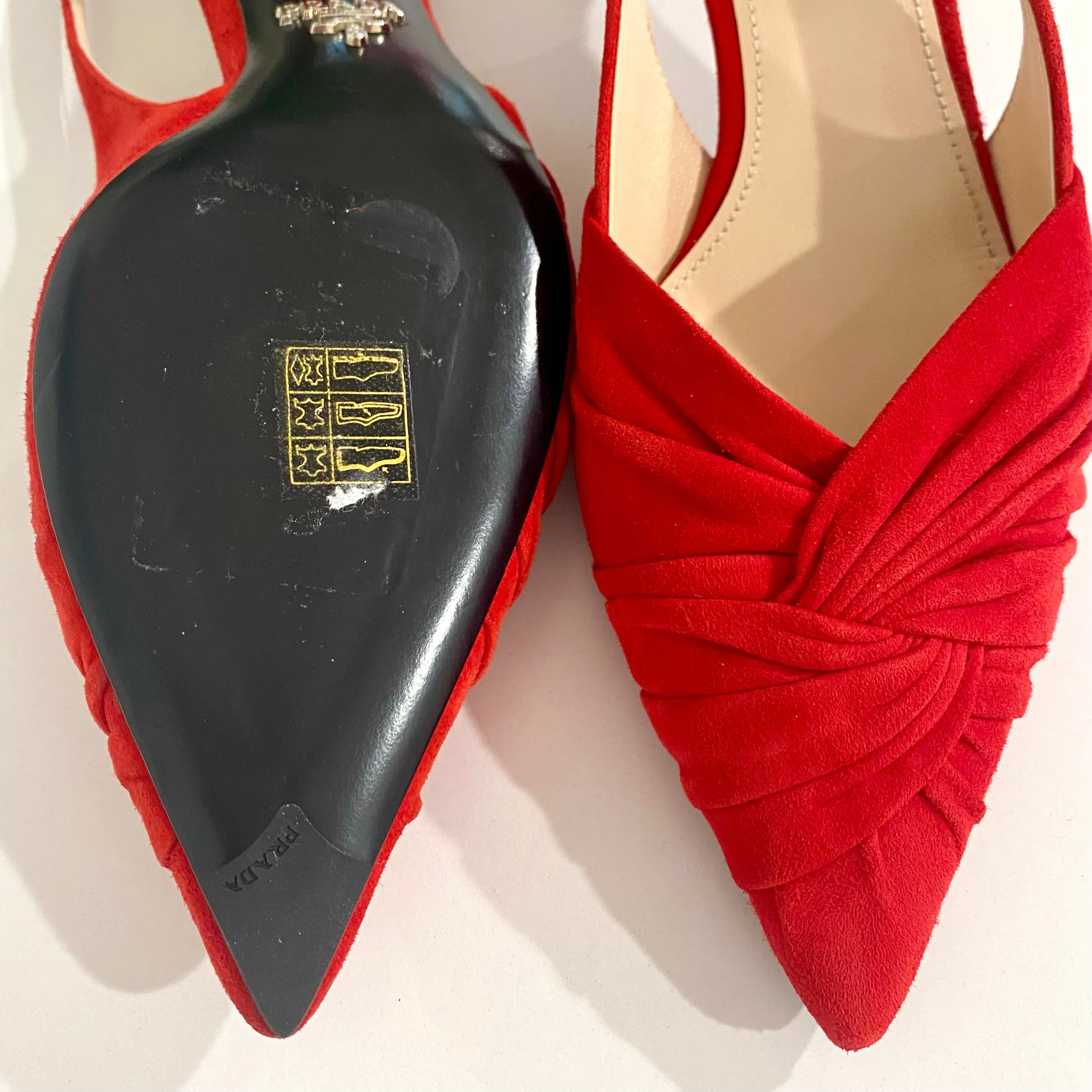 NEW Prada Red Twist Slingbacks