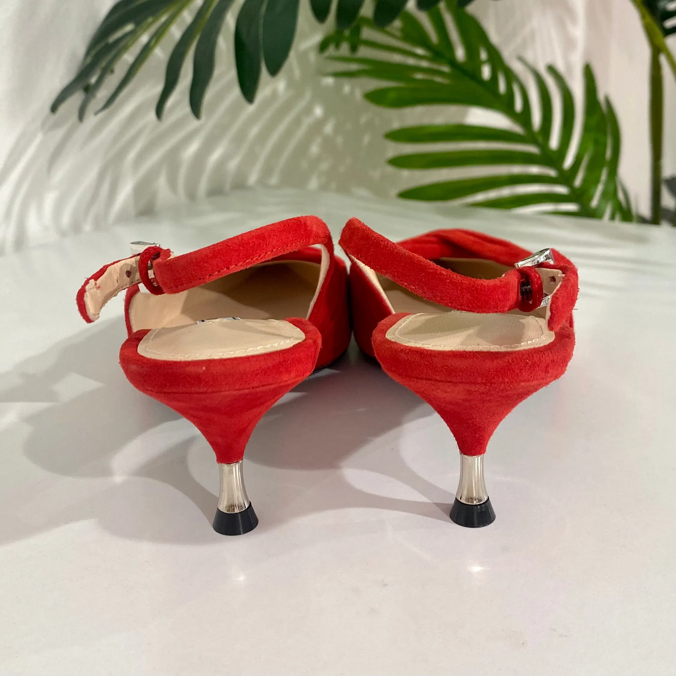 NEW Prada Red Twist Slingbacks