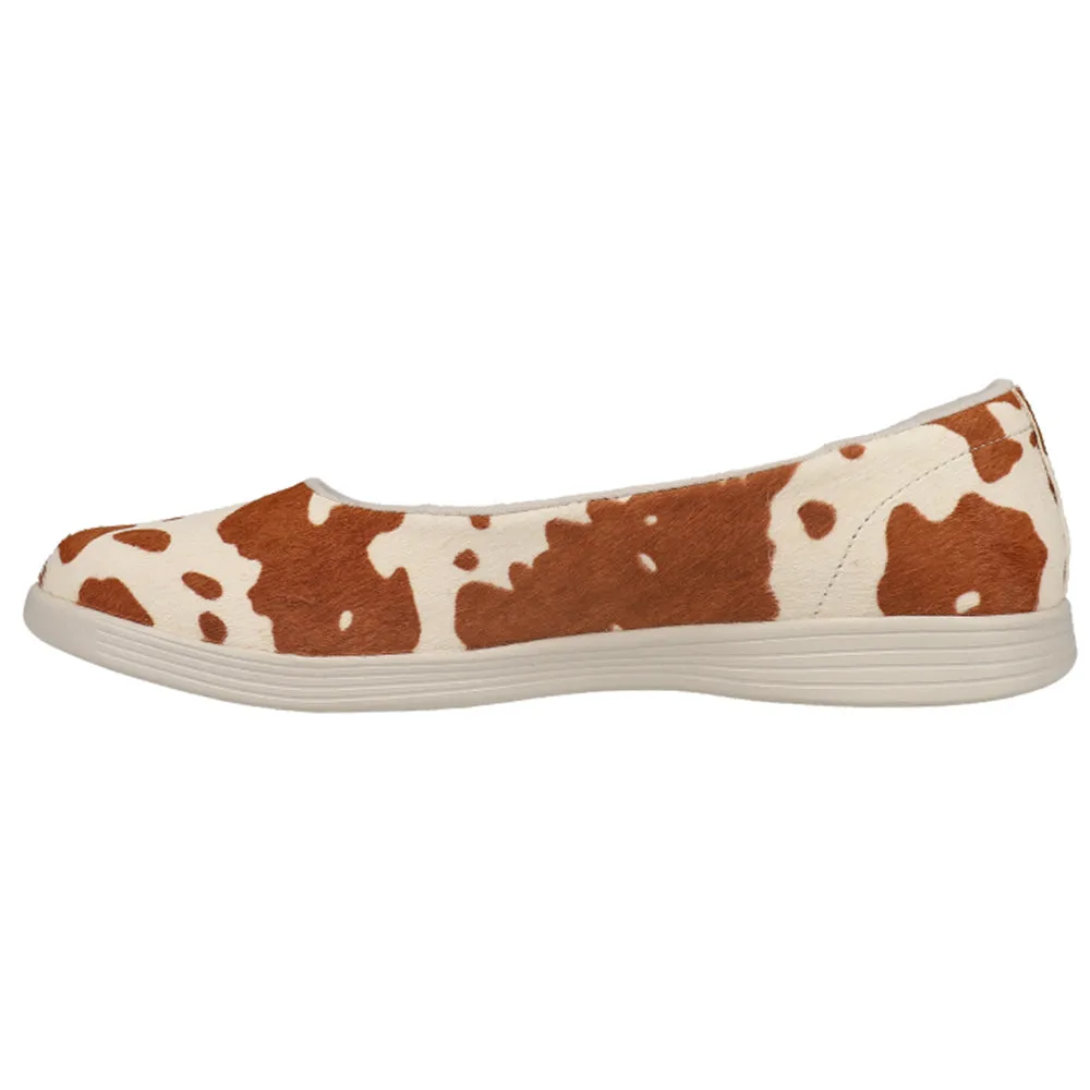 On the Go Dreamy Howdy Cow Print Slip On Flats