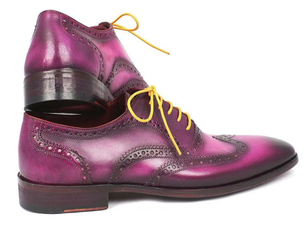 Paul Parkman Men's Wingtip Oxfords Lilac Handpainted Calfskin (ID#228-LIL)